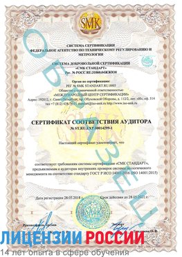 Образец сертификата соответствия аудитора №ST.RU.EXP.00014299-1 Жуковка Сертификат ISO 14001